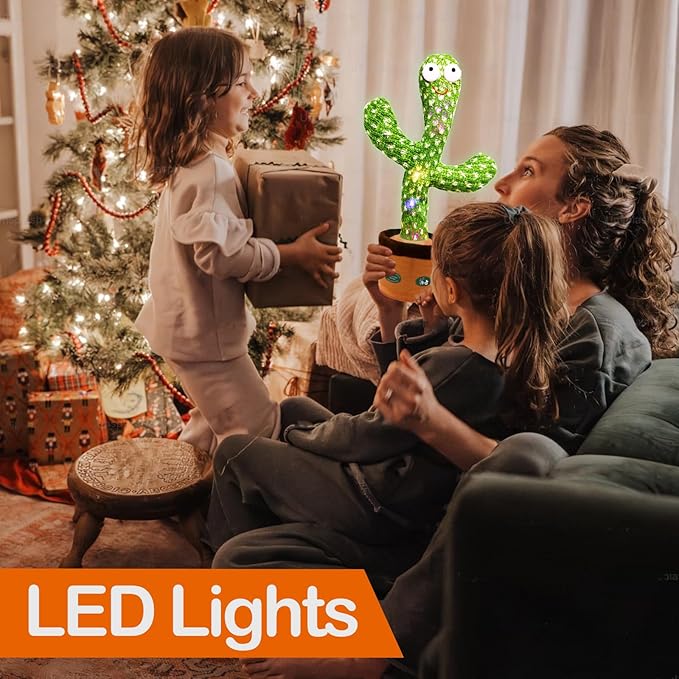 Christmas Dancing Talking Cactus Toy Mimics Back, Cactus Baby Toy Singing Mimicking Repeating Recording, Silly Sunny The Cactus with 3xAA Battery