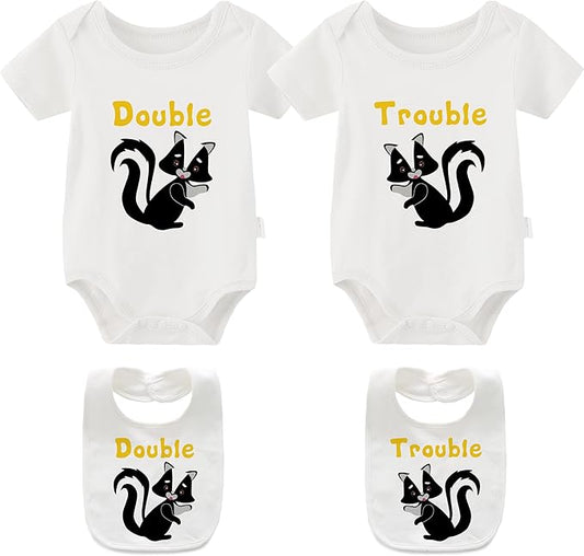 YSCULBUTOL Baby Twins Bodysuit Perfect Together Best Friend Newborn Romper Toddler Unisex Twin Outfit