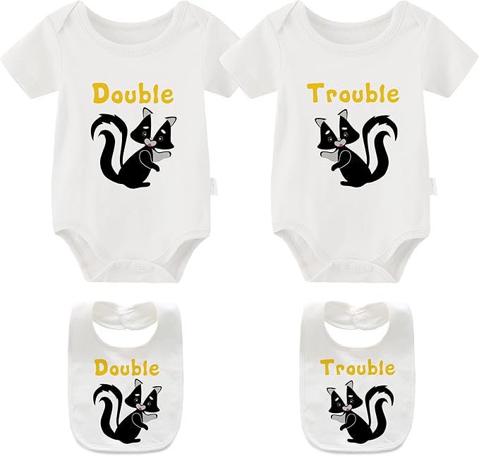 YSCULBUTOL Baby Twins Bodysuit Perfect Together Best Friend Newborn Romper Toddler Unisex Twin Outfit