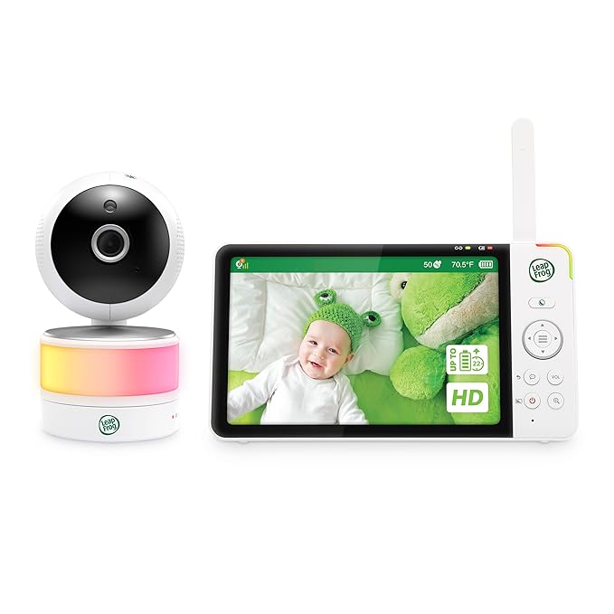 LeapFrog Color Night Vision Video Baby Monitor with 7" HD 720p Display, 360° Pan & Tilt, 8X Zoom, Night Light, Humidity & Temperature Sensor, Up to 1000ft Long Range, Secure Transmission: LF920HD