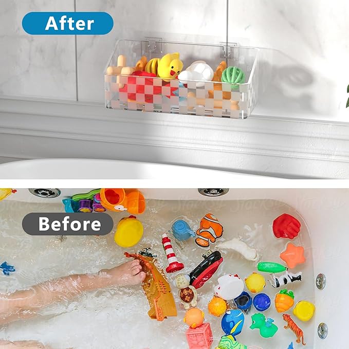 Natheeph Bath Toy Storage Holder, 2 Pack Large Capacity Bath Toy Organizer for Tub Clear Baby Bathtub Toy Storage Multi Use Shower Caddy for Bathroom, Bedroom & More