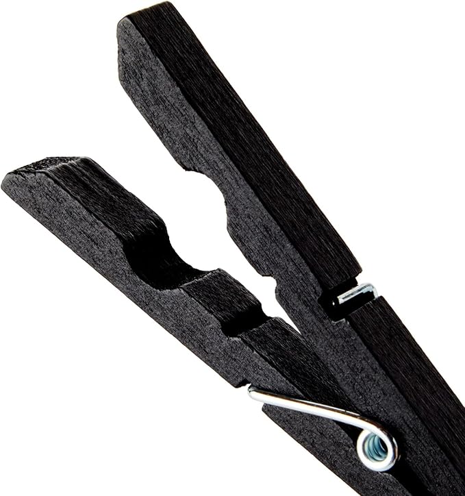 Juvale 100 Pack Wooden Clothespins for Hanging Laundry, Crafts, Photos (Black, 4 in Clothes Pins Wooden)