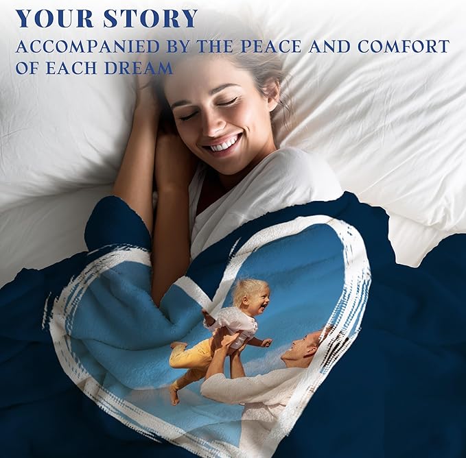 Custom Personalized 9 Photo Collage Blanket Thow Gifts with Text, Customized Pictures Blankets Gift for Christmas Birthday Thanksgiving Adults Kids Dad Mom Girlfriend Boyfriend (1 Grid Love)