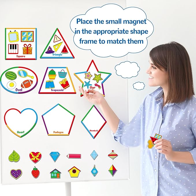 10 Packs Toddlers Magnetic Sorting Set Shape Recognition Magnetic Sorting Toy Educational Magnet Shape Matching Refrigerator Magnet for Kids Preschool Learning Magnets for Whiteboard Classroom Game