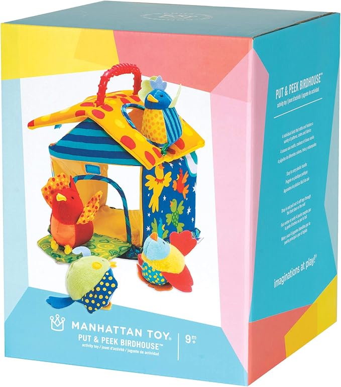 Manhattan Toy Put and Peek Birdhouse Soft Activity Toy 7.5 x 7.5 x 9 inches