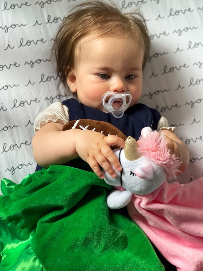 Unicorn Lovey Blanket for Baby | Large 20" x 20" Baby Lovey for Girls | Cute Unicorn Security Blanket for Babies and Toddlers