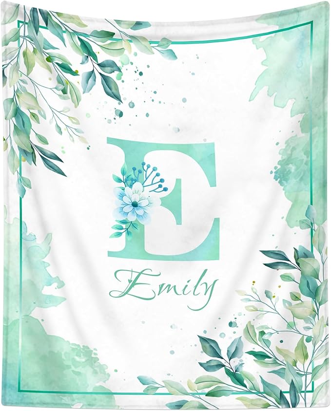Personalized Baby Blanket with Name, Custom Baby Blanket for Kids Personalized Baby Gifts for Christmas BirthdayIn Easter Soft Flannel Infant Newborn Shower (Blue)