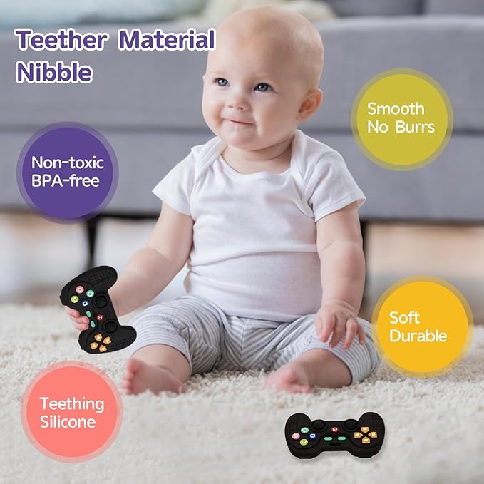 1 Pack Silicone Teethers for Babies 6-12 Months, Teething Toys for Babies 0-6 Months, Remote Teether for Baby, Sensory Toys for Babies,Toddler Infant Girl Boy Gifts