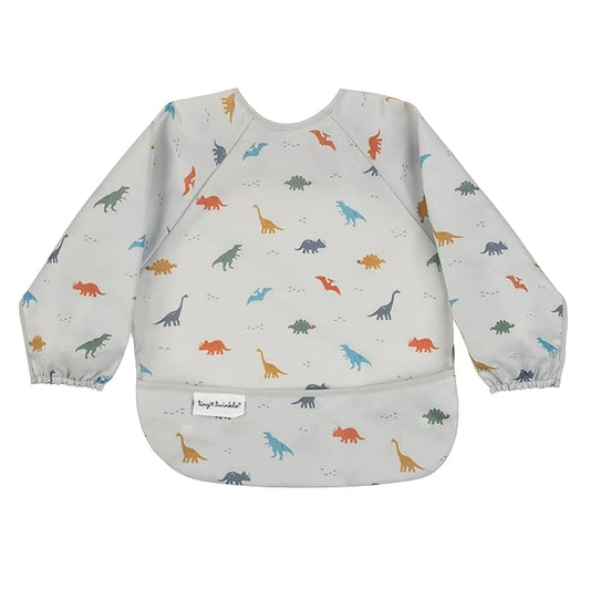Tiny Twinkle Mess Proof Baby Bib,Waterproof Smock Baby Bib for Eating,Machine Washable Long Sleeve Bib,Baby Led Weaning,Toddler Bib,BLW Supplies(Dinosaur, Small 6-24 Months)