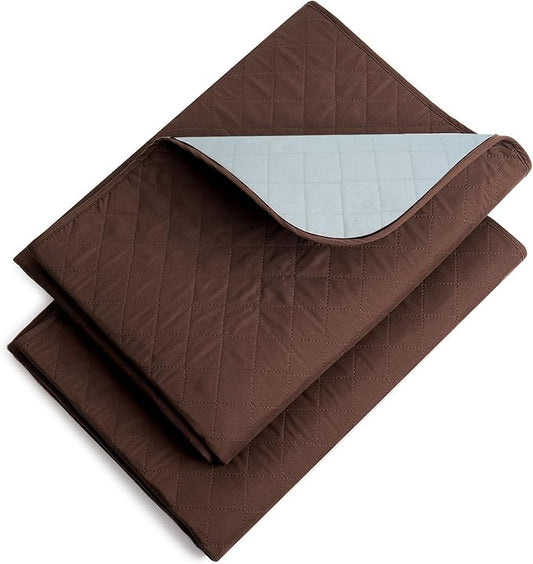 Hide Stains Bed Pads Washable Waterproof 34x36 Inch (2 Pack), Incontinence Bed Pads Washable, Bed Wetting, and Pet Protection, Brown – Ideal for Elderly, Adults, Kids and Pets