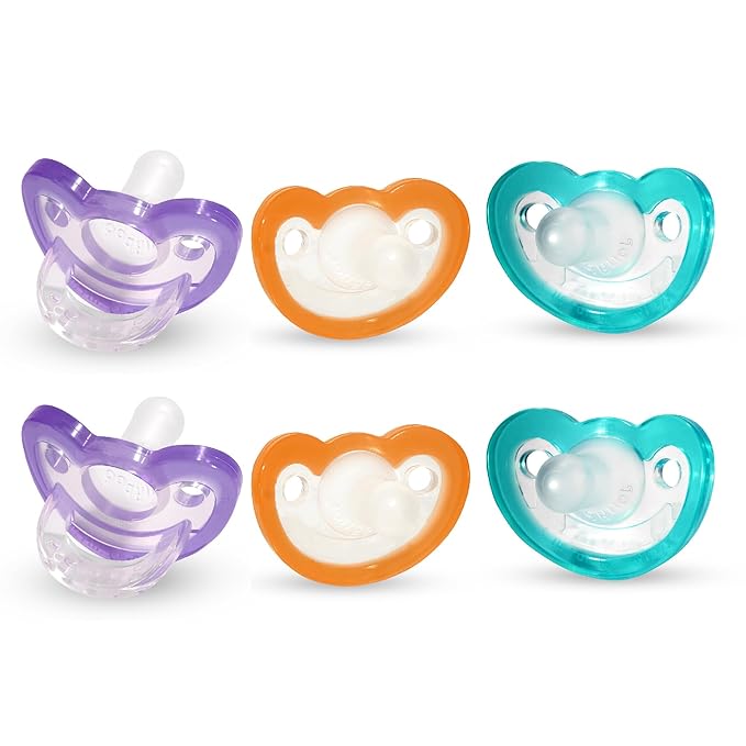 RaZbaby Jollypop Pacifier for Newborns & Up, USA Made, Natural Shaped Orthodontic Binky, Lovingly Shared in NICUs & Hospitals Worldwide, Medical-Grade 100% BPA-Free - 0-3 Months, 6 Pack - Variety