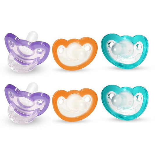RaZbaby Jollypop Pacifier for Newborns & Up, USA Made, Natural Shaped Orthodontic Binky, Lovingly Shared in NICUs & Hospitals Worldwide, Medical-Grade 100% BPA-Free - 0-3 Months, 6 Pack - Variety