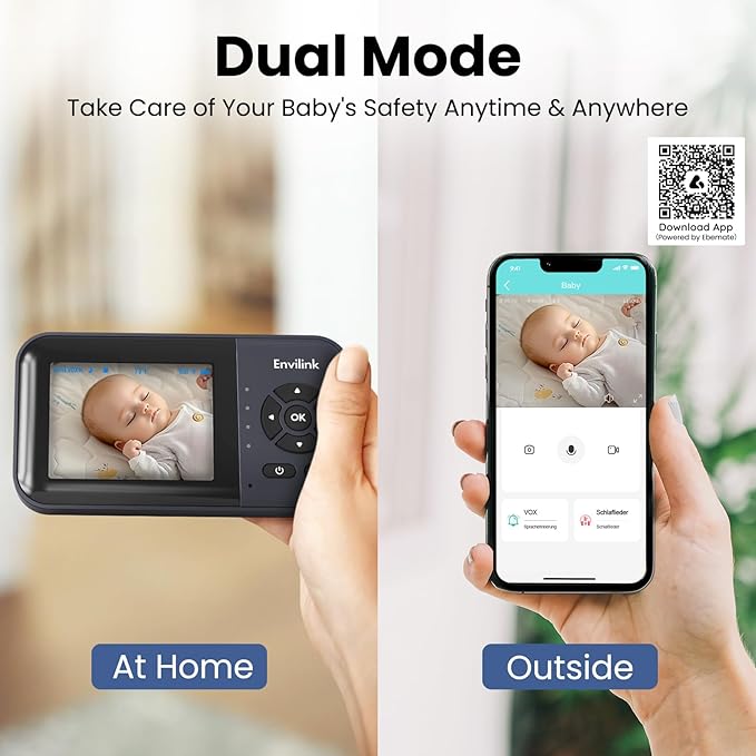Smart Baby Monitor, 2.8in LCD, Night Vision, VOX, 2-Way Talk, 5 Lullabies 1500ft WiFi VideoBaby Monitor