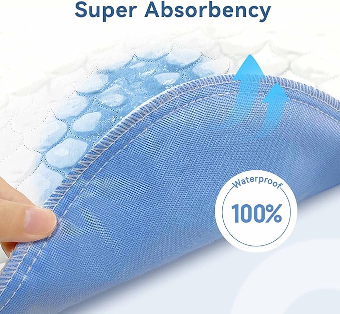 Saddle Style Ultra Soft Quilted Incontinence Bed Pads 34"X52" -2 Pack (with 18‘’ Flaps), Washable and Reusable