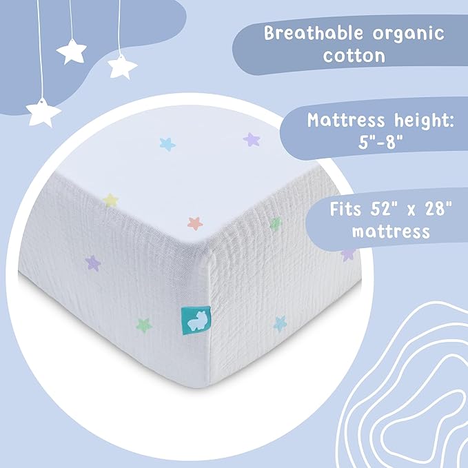 hugs & llamas | 100% Organic Cotton Muslin Fitted Crib Sheet | Premium Baby Crib Sheets for Boys & Girls Crib Fitted Sheet | Organic Crib Sheets Girl & Boy Crib Sheets Neutral | Crib Mattress Sheet