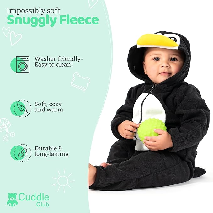 Cuddle Club Fleece Baby Bunting Bodysuit with Hood, Convertible Mittens & Booties, Car Seat Friendly, Soft & Warm, Easy Zip
