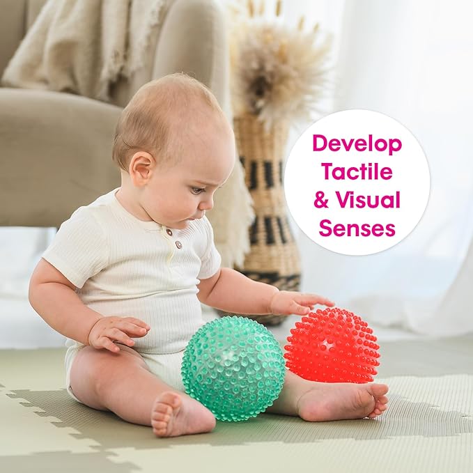 Edushape The Original Scented Sensory Balls for Baby, Vanilla and Strawberry - Assorted Balls That Help Enhance Gross Motor Skills for Kids Aged 12 Months & Up - Unique Toddler Ball for Baby