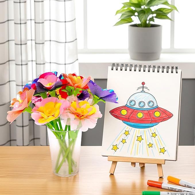 Aboofx DIY Fabric Flower Bouquet Craft Kit Refill, About 90 pcs Fabric Petals, 28pcs Stems, 28 pcs Flower Centers, 28 pcs Receptacles