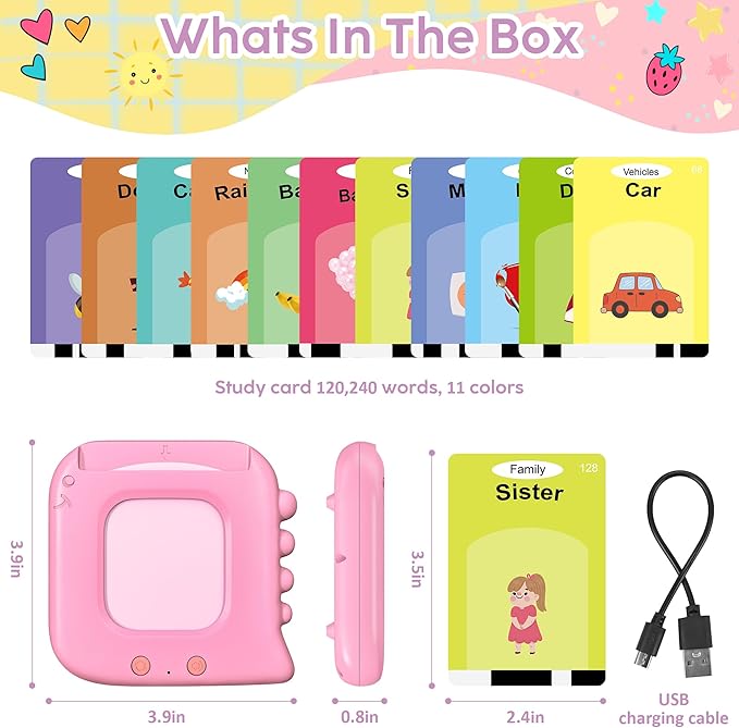 Talking Flash Cards,Kids Toddler Flash Cards with 240 Sight Words,Montessori Toys,Autism Sensory Toys,Speech Therapy Toys,Learning Educational Gifts for Age 1 2 3 4 5 Years Old Boys and Girls