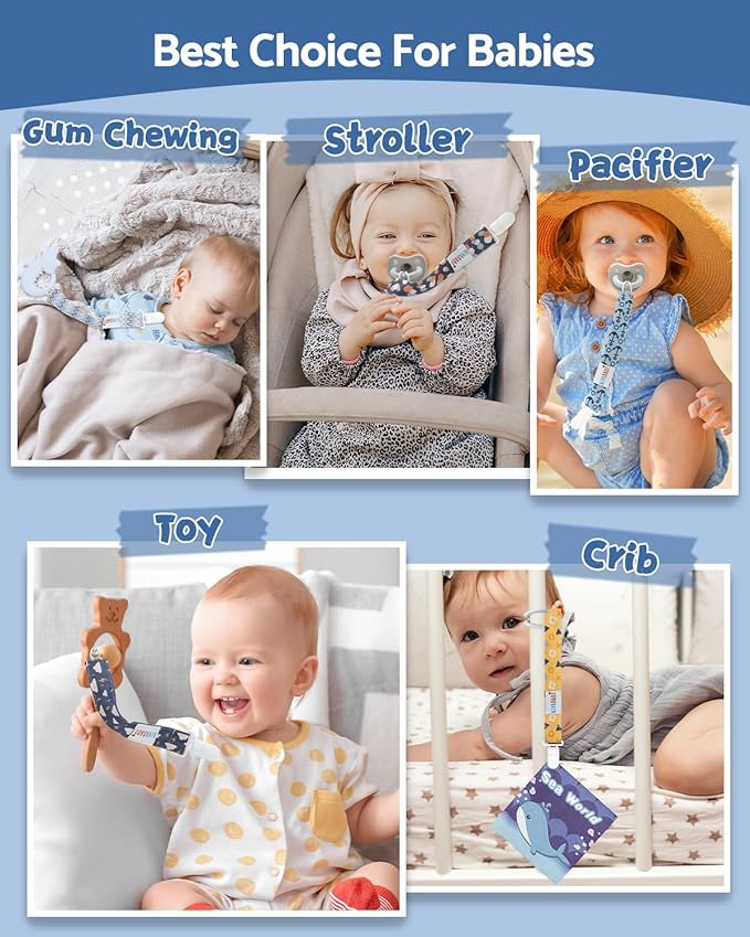ALVABABY Baby Pacifier Clips for Girls Pacifier Universal Holder Leash Pacifier Clip Binky Holder 8 Pack 8DP12