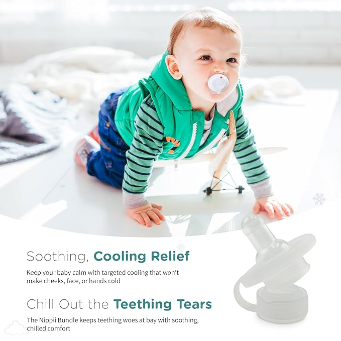 Freezer Teether Pacifier & Ice Cube Tray – Soft Silicone Freezable Teething Paci for Baby Teething Relief - Cold Teething Toy 0-9 Months - BPA Free, Medical Grade & Easy to Clean – USA Bundle