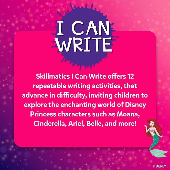 Skillmatics I Can Write Disney Princess - Reusable Preschool Learning Activities, Educational Toy and Game, Back to School Supplies, Gifts for Students, Kids, Toddlers Ages 3, 4, 5, 6