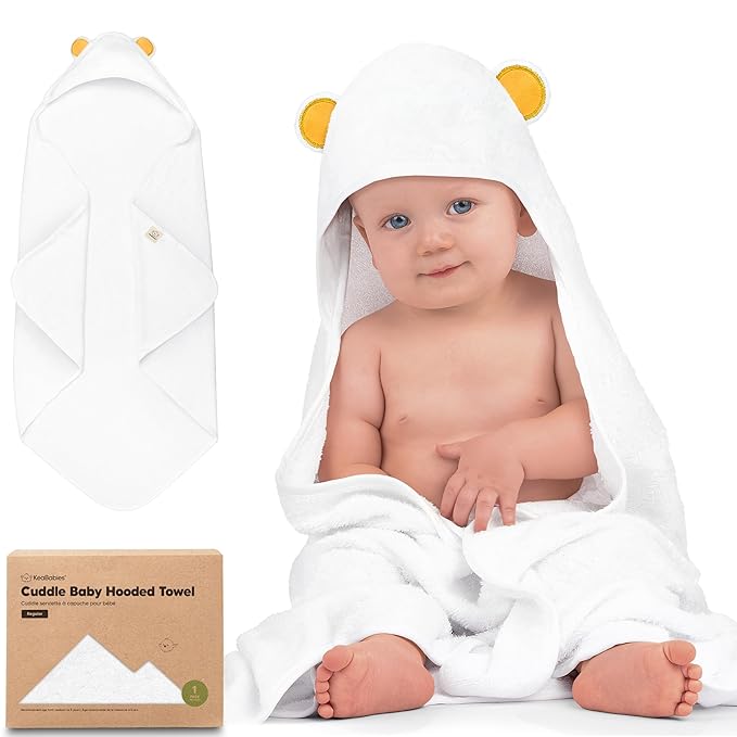KeaBabies Hooded Baby Towel for Newborn - Viscose Derived from Bamboo Large Baby Bath Towels with Hood for Boys, Girls, Toddler, Extra Absorbent & Soft Newborn Bath Essentials (Bear)