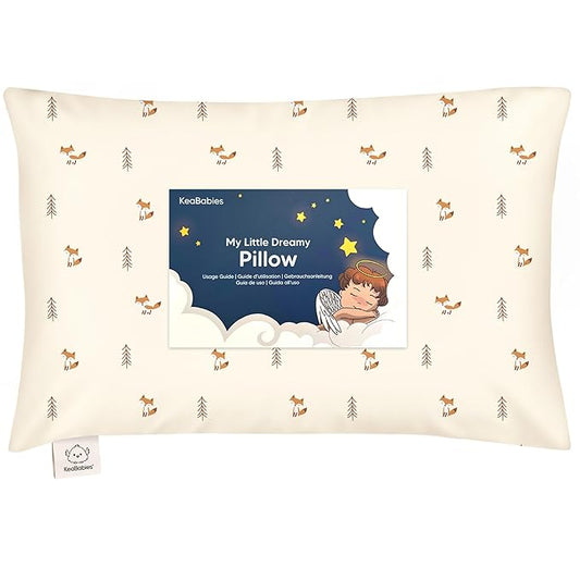 Toddler Pillow with Pillowcase - 13x18 My Little Dreamy Kids Travel Bed Pillows for Sleeping, Organic Cotton Small Pillowcase, Soft & Breathable, Machine Washable, Toddlers 2-5 Years Old (Fox Tales)