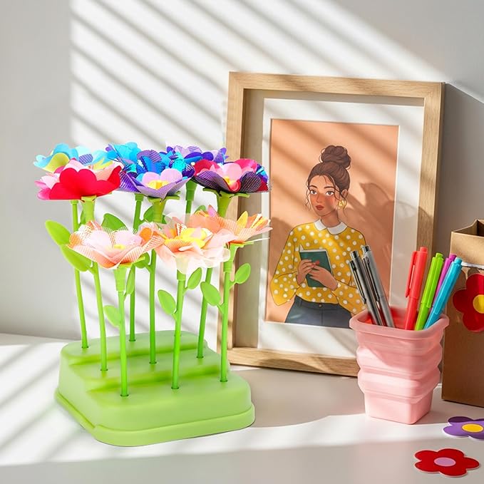Aboofx DIY Fabric Flower Bouquet Craft Kit Refill, About 90 pcs Fabric Petals, 28pcs Stems, 28 pcs Flower Centers, 28 pcs Receptacles