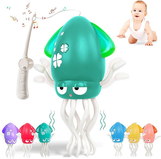 Sachie Dancing Octopus Baby Toy – Electric Crawling Octopus with Music & Lights, Rechargeable Sensory Toy for Infants & Toddlers, Fun Learning Gift for Boys & Girls(Green)