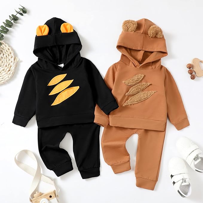 Toddler Baby Boy Clothes Infant Newborn Boy Outfit Long Sleeve Hoodie Sweatshirt Pants Fall Winter Clothes Set