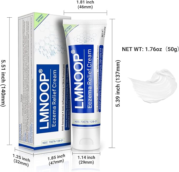 LMNOOP® Eczema Cream, Maximum Strength Treatment Ointment for Dermatitis, Rash, Psoriasis, Urticaria, Tinea Pedis, Fungal Infection, Anti-Itch, Relief for Sensitive & Irritated Skin, 1.76oz 2PCS