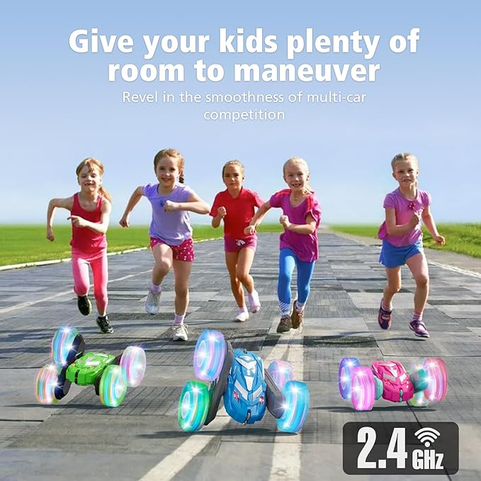 Remote Control Car for Boys 3-12 with Flashing Light, 6 7 8 9 Years Old Boy Toys, RC Cars Stunt 4WD Double Sided 360 Flip, Boy Gift Idea for Kids Birthday Present Christmas Indoor Outdoor Blue