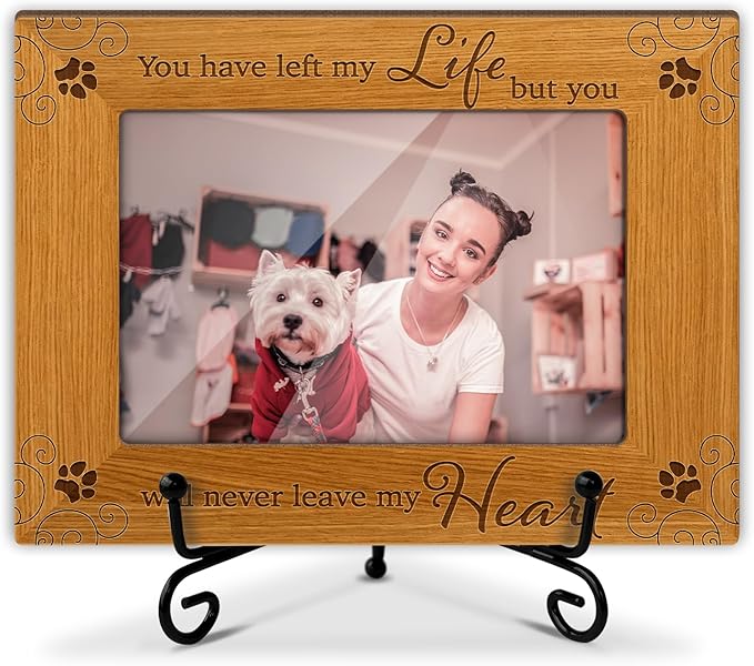 Memorial Picture Frame, Wooden Photo Frame with Stand, Memorial Picture Frame for Pet Owner Dog Mom Cat Mom, Home Office Desk Decor Photo Frame Tabletop Display -xk37