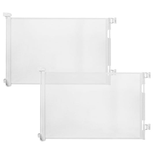 DEAR LOV 2 Pack Retractable Baby Gate,Mesh Baby Gate or Mesh Dog Gate,33" Tall,Extends up to 55" Wide,Child Safety Gate for Doorways, Stairs, Hallways（White,33"x55"
