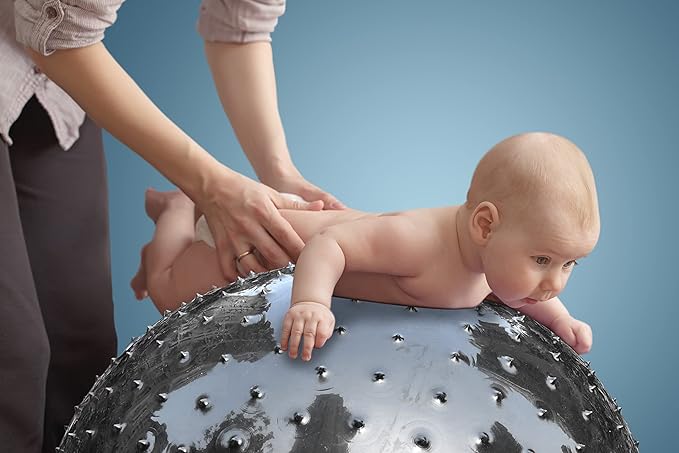 Large Sensory Massage Ball for Kids, 33.5" 85CM Bouncy Exercise Ball, Big Inflatable Toys with Tactile Spikes, Outdoor Giant Yoga Balls, Large Beach Ball (1 Black)