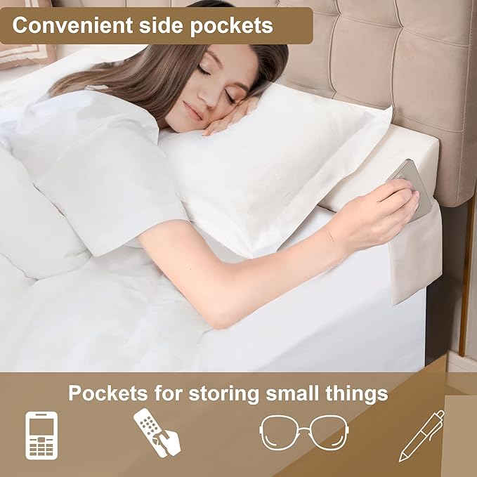 Vekkia King Bed Wedge Gap Filler Pillow/Mattress Wedge Gap Filler/Headboard Pillow/Bed Gap Filler to Close Gap (0-3.5") Between Headboard and Mattress King（White）