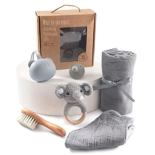 Baby Gift Set for Newborn New Baby Gift Set - Newborn Baby Essentials Baby Bath Set with Baby Blanket Baby Rattle - New Born Baby Girls Gift & Baby Boy Gifts for Baby Shower