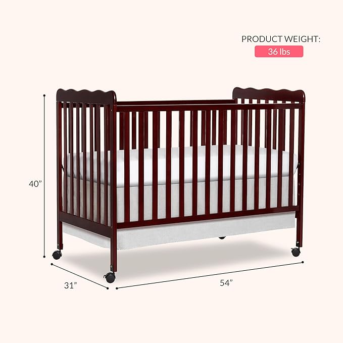Dream On Me Carson Classic 3-in-1 Convertible Full-Size Baby Crib in Espresso, GreenGuard Gold & JPMA, 4 Mattress Heights, Converts to Day & Toddler Bed, Locking Wheels, Classic Nursery Design
