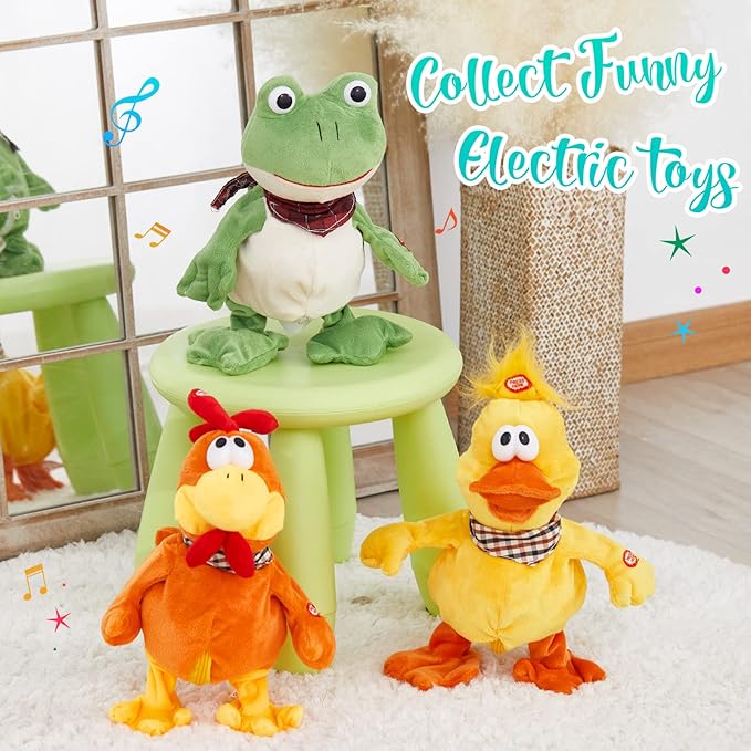 Houwsbaby 12” Green Frog Toy Croaking Frog Musical Stuffed Animal Frolick Froggy Shaking and Waving Electronic Interactive Animate Plush Toy Birthday Holiday Present