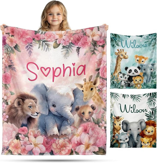 Ship Next Day, Personalized Baby Blanket for Boys Girls - Printed in USA, Custom Baby Blanket with Name Super Soft Plush Flannel, Easter Christmas Brithday Gifts for Baby Shower Kids Toddlers Newborn