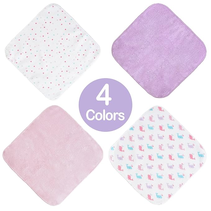 Viviland Baby Washcloths, Soft 24 Pack Baby Wash Cloths Unisex for Boys Girls, Super Absorbent Baby Face Towel Gentle on Sensitive Skin, Wash Clothes for Baby Face & Body, 9''x 9''