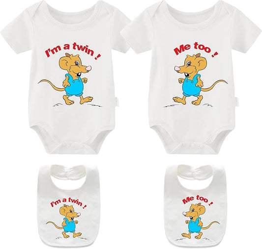 YSCULBUTOL Baby Twins Bodysuit Perfect Together Best Friend Newborn Romper Toddler Unisex Twin Outfit