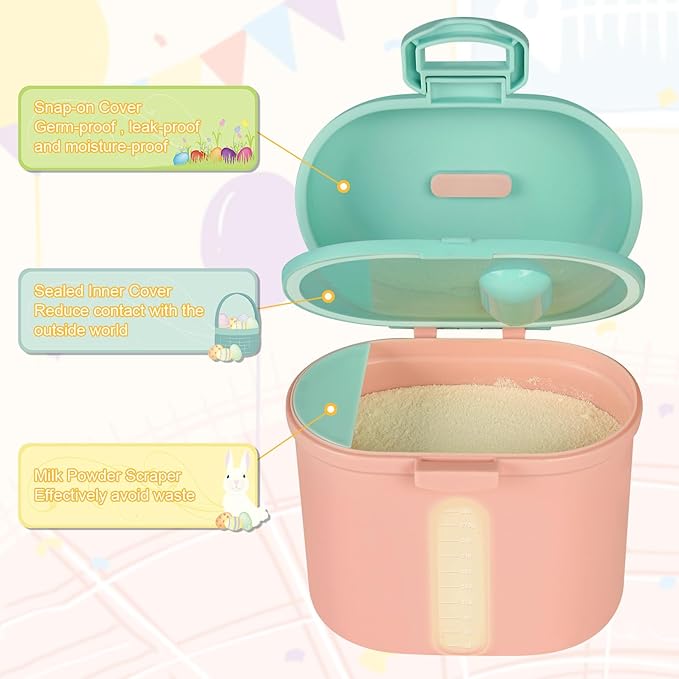 Accmor Baby Formula Dispenser On The Go, Portable Milk Powder Formula Dispenser with Scoop,Formula Containers for Travel Hold 12.7oz/360g Formula, Pink