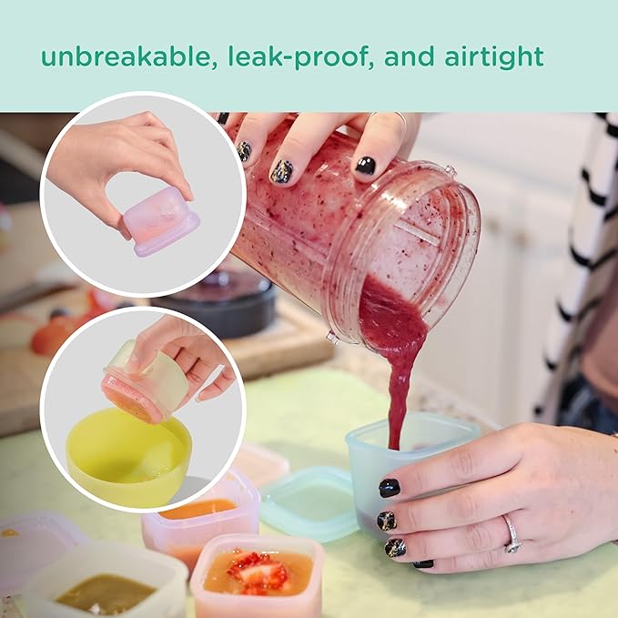 Olababy Clear Sense Silicone Storage Containers 4pk for Baby Food, Snacks, Formula, Puree, Sauce & More | Micro Plastic & BPA-Free | Daycare Essentials for Toddlers and Kids (Lemon, 2 oz / 60 ml)