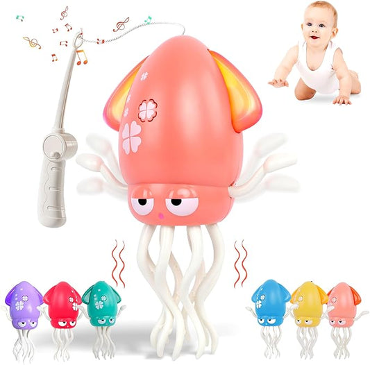 Sachie Dancing Octopus Baby Toy – Electric Crawling Octopus with Music & Lights, Rechargeable Sensory Toy for Infants & Toddlers, Fun Learning Gift for Boys & Girls(Pink)