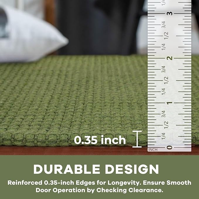 KOZYFLY Extra Long Runners for Hallways 3x18 ft Washable Kitchen Runner Non Slip Rubber Backed Hallway Rug Cotton Entryway Runner Rug Floor Carpet for Indoor Hall, Kitchen, Olive Green/Earthy Green