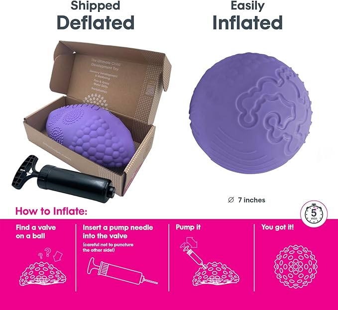 Edushape Texture-iffic Sensory Ball for Baby - 7" Baby Ball for Kids with 8 Sections of Different Tactile Patterns