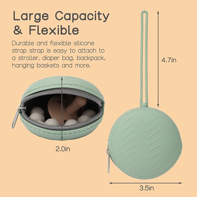 2 Pack Silicone Pacifier Holder Case, BPA Free Newborn Baby Pacifiers Silicone Pouch for Boys & Girls, Portable Silicone Pacifier Container Case (Muted, Apricot)