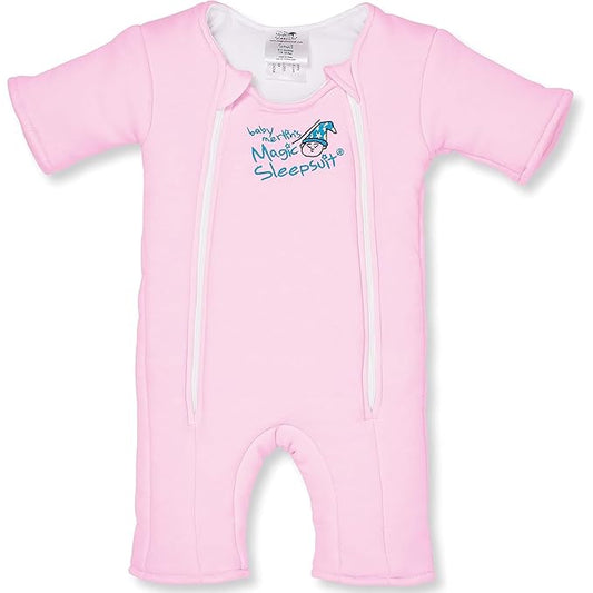 Magic Sleepsuit Baby Merlin's Cotton Baby Swaddle Transition Product - Soft and Breathable Design, Double Zipper for Easy Diaper Changes, Promotes Safe Sleep - Pink - Large 18-21lbs